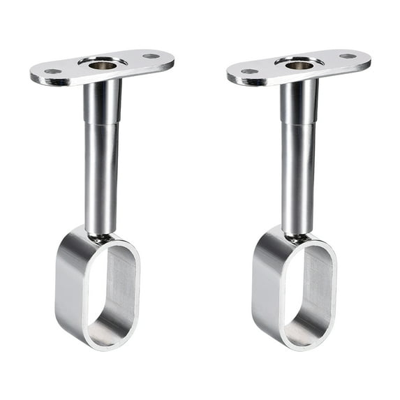 Shower Curtain Rods Wardrobe Pipe Lever Wall Mounted Support Bracket 2pcs for Rod 16x30mm, 84-105mm Height (Silver Tone)