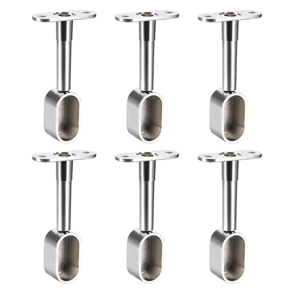 Shower Curtain Rods Wardrobe Pipe Support 6pcs End Hanger for Oval Closet Rod 16x30mm, 84-105mm Height (Silver Tone)