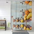 thumbnail image 1 of Shower Curtain, Rustic Autumn Harvest Waterproof Fabric Plastic Shower Curtain, Drying Fast Bathroom Curtain with 9 Buttonholes, Ruffle Shower Curtain 60x72in, 1 of 8