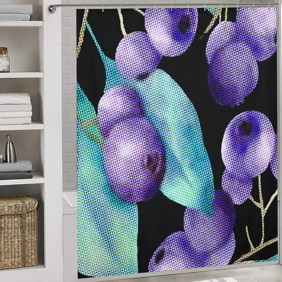 Shower Curtain, Rustic Blueberry Bathroom Curtain with 12 Hooks for Bathtubs Stalls Hotel Decor Washable Polyester Bath Curtain 72x72Inch