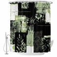 thumbnail image 1 of Shower Curtain Sage Green Black Floral Leaves Bathroom Curtains with Hooks, Waterproof Fabric Boho Plaid Collage Bath Shower Curtains Set for Bathroom Bathtubs Decor 36x72 Inch, 1 of 9