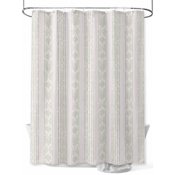 Shower Curtain Sage Green Boho Bathroom Curtains with Hooks, Waterproof Fabric Tribe Bohemian Stripes Bath Shower Curtains Set for Bathroom Bathtubs Decor 36x72 Inch