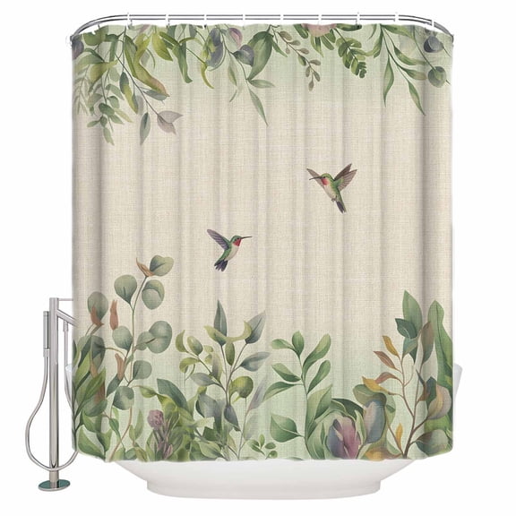 Shower Curtain, Sage Green Leaves Botanical Plant Waterproof Shower Curtain Set with Hooks for Bathroom Showers,Stalls and Bathtubs,72x72In Vintage Linen