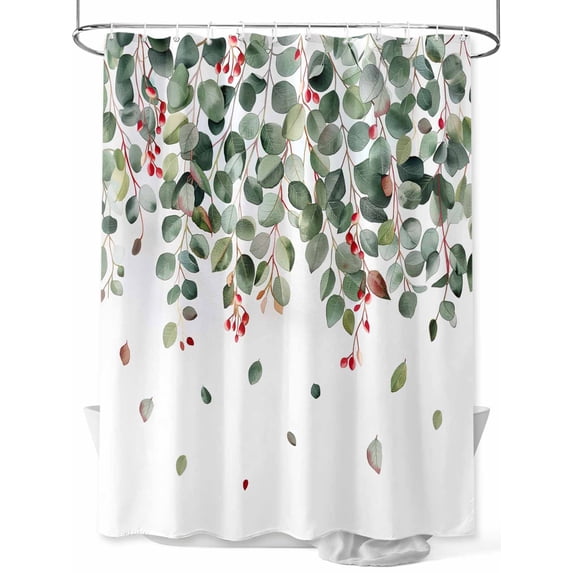 Shower Curtain Sage Green Leaves Shower Curtains for Bathroom, Waterproof Polyester Shower Curtain Set with Hooks, Extra Long 72" x 78" Watercolor Fruit Branch Plant