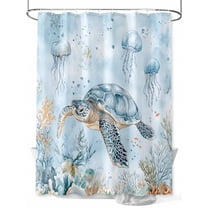 Shower Curtain Sea Turtles Shower Curtains for Bathroom, Waterproof Polyester Shower Curtain Set with Hooks, Small Stall Size 36" x 72" Blue Theme