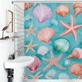 thumbnail image 1 of Shower Curtain Seashell Starfish Pattern-2 Polyester Waterproof Home Ration Curtain With Hook, 1 of 4