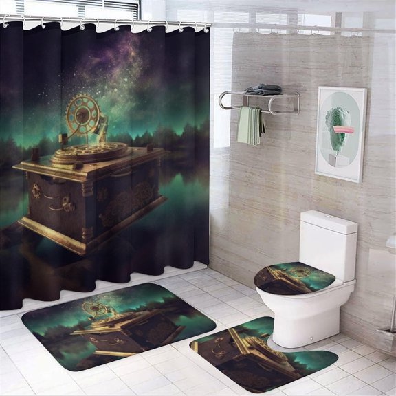 Shower Curtain Set 4 Pcs Farm Cow Pictures Bathroom Set with Non-Slip Rugs Toilet Lid Cover and Bath Mat for Bathroom Decor Waterproof Bath Accessories for Tub 72" X 72"