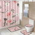 thumbnail image 1 of Shower Curtain Set 4 Piece for Bathroom Decoration, Flower Rose Bathroom Sets with 1 Fabric Shower Curtain and 3 Non-Slip Bathroom Rugs Accessories with Hooks, 1 of 8