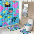 thumbnail image 1 of Shower Curtain Set 4 Piece for Bathroom Decoration, Marble Holographic Bathroom Sets with 1 Fabric Shower Curtain and 3 Non-Slip Bathroom Rugs Accessories with Hooks, 1 of 8