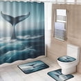 thumbnail image 1 of Shower Curtain Set 4 Piece for Bathroom Decoration, White Rose Bathroom Sets with 1 Fabric Shower Curtain and 3 Non-Slip Bathroom Rugs Accessories with Hooks, 1 of 8