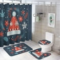 thumbnail image 1 of Shower Curtain Set 4 Piece include Shower Curtain and Rugs and Non Slip U Shaped Toilet Rugs Luxury Bathroom Decor Christmas Hat Pattern, 1 of 5