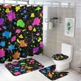 thumbnail image 1 of Shower Curtain Set 4 Piece include Shower Curtain and Rugs and Non Slip U Shaped Toilet Rugs Luxury Bathroom Decor Colorful Paint Splatters, 1 of 5