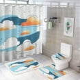 thumbnail image 1 of Shower Curtain Set 4 Piece include Shower Curtain and Rugs and Non Slip U Shaped Toilet Rugs Luxury Bathroom Decor Hand Drawing Cloud, 1 of 5