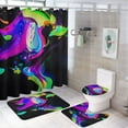 thumbnail image 1 of Shower Curtain Set 4 Piece include Shower Curtain and Rugs and Non Slip U Shaped Toilet Rugs Luxury Bathroom Decor Liquid Marbling Paint Background, 1 of 5