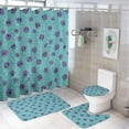 thumbnail image 1 of Shower Curtain Set 4 Piece include Shower Curtain and Rugs and Non Slip U Shaped Toilet Rugs Luxury Bathroom Decor Pastel Green Background, 1 of 5