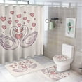 thumbnail image 1 of Shower Curtain Set 4 Piece include Shower Curtain and Rugs and Non Slip U Shaped Toilet Rugs Luxury Bathroom Decor Swan Love Valentines, 1 of 5