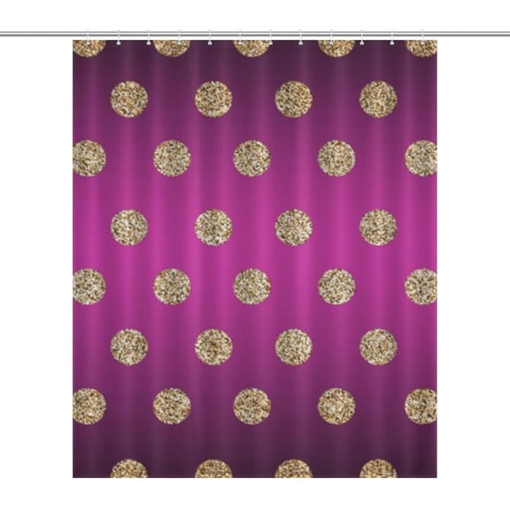 Shower Curtain Set 4 Pieces Purple and Gold Bathroom Sets with Bath Rug Mat, Non-Slip U Shaped Contour Rug & Toilet Lid Cover