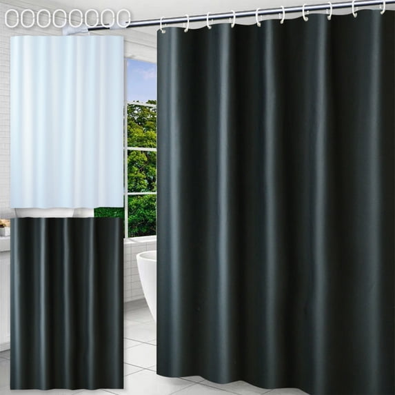 Shower Curtain Set 6 Pack | Thickened Waterproof Plastic | 180x80cm White Black | No-Hole Install Hooks Included | Grid Design, Reinforced Grommets, Weighted Hem | Bathroom, Toilet, Partition, Dorm