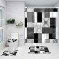 thumbnail image 1 of Shower Curtain Set Bathroom Set With Shower Curtain And Carpet Black C Four Pieces Beddings Colro:Black Material:Cloth, 1 of 4