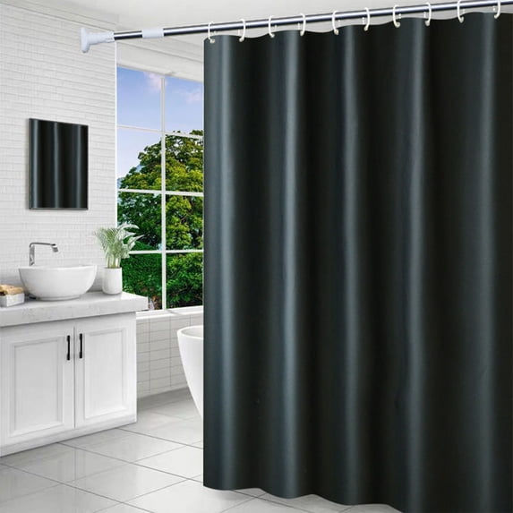 Shower Curtain Set with Hooks 70x31 Inch - Waterproof Plastic Bathroom Curtain Liner with Grommets - No Drill Installation for Home Dorm RV - 6 Pack Hooks