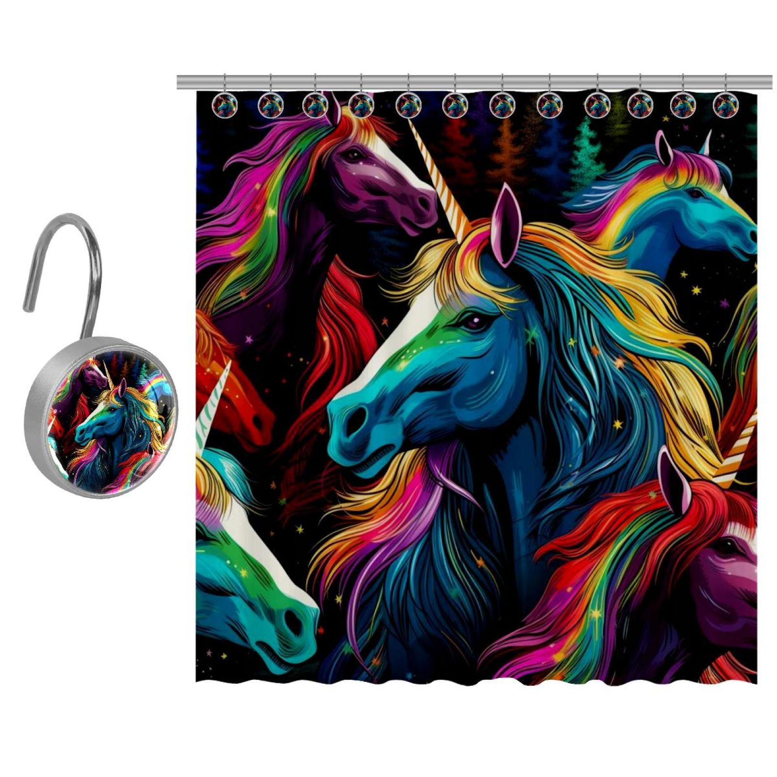 Shower Curtain Set- Rainbow Unicorn - Walmart.com
