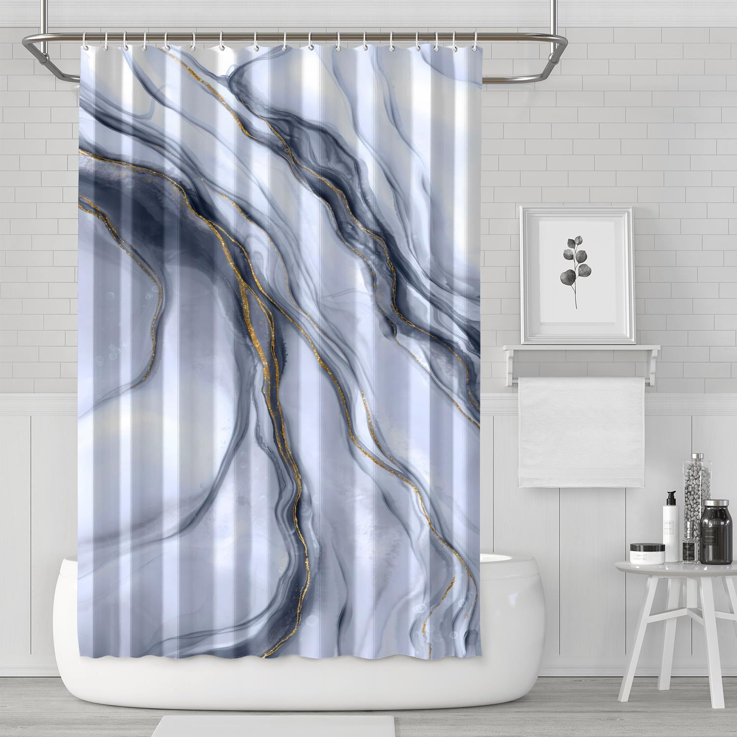 Shower Curtain Set with Snap-in,Luxury Liquid Marble Simply Art (3 ...