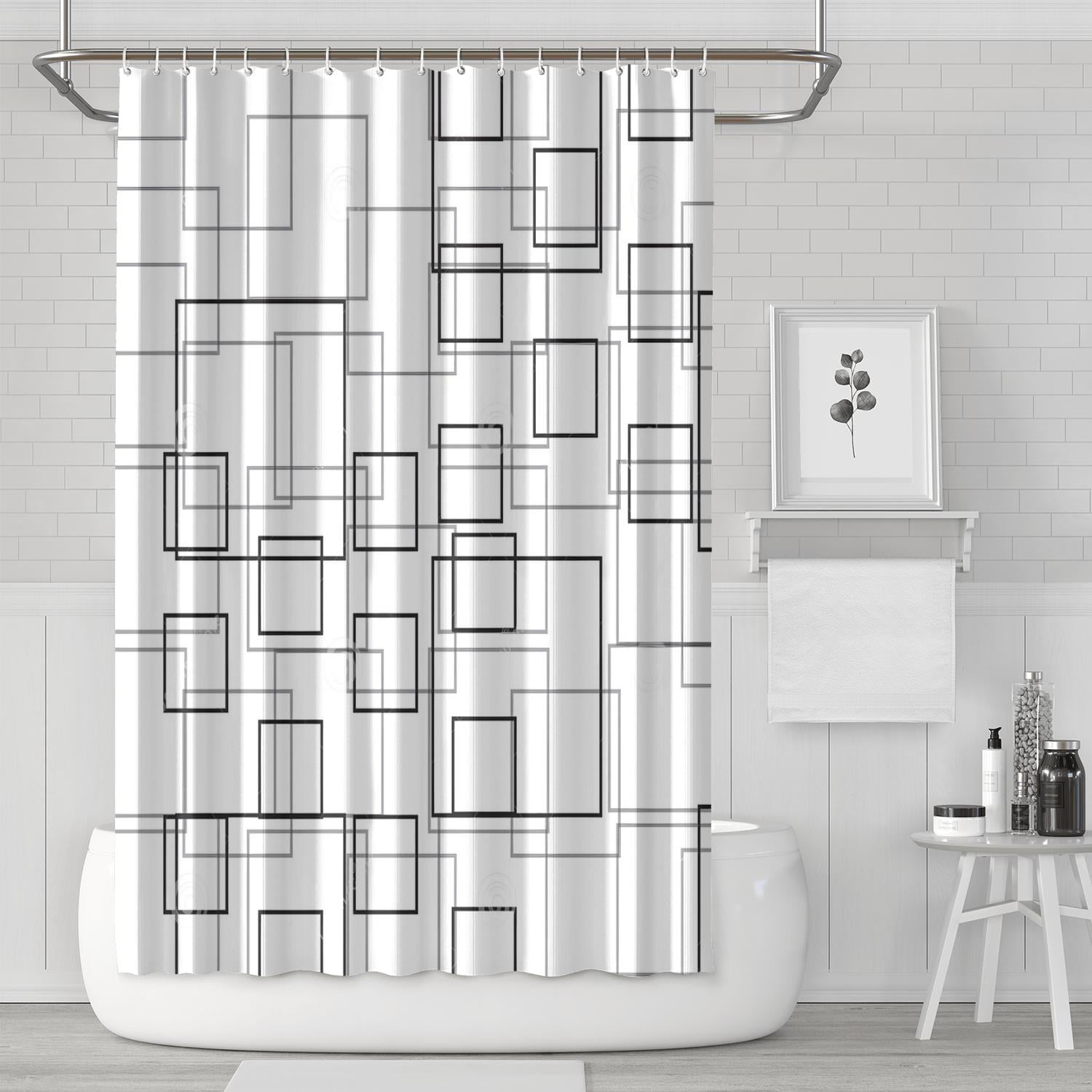 Shower Curtain Set with Snap-in,Mid Century Boho Aesthetic Minimalist ...