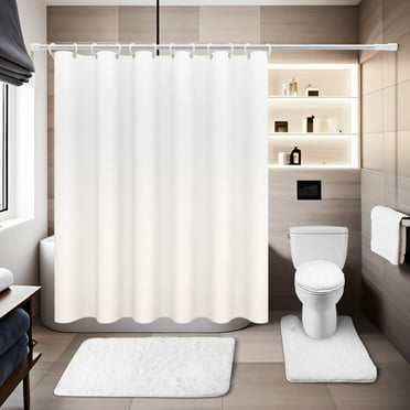 Shower Curtain Set with Rugs, Modern , 4 Pc, Bathroom, 72 x 72 in,