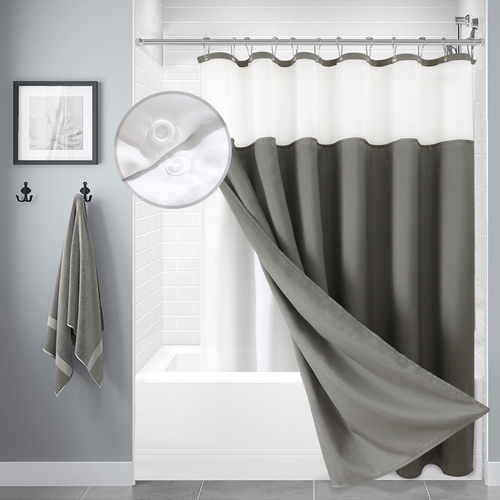 Shower Curtain Set with Snap in Liner Hotel Style Shower Curtain Water