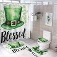 thumbnail image 1 of Shower Curtain Sets 4 Piece with Non-Slip Rugs Toilet Lid Cover And Bath Mat Bathroom Decor Set St Patricks Day Green Hat Waterproof Shower Curtain St Patricks Day Decor for Bathroom Decor Set, 1 of 8