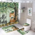 thumbnail image 1 of Shower Curtain Sets 4 Piece Non-Slip Rugs And Toilet Mat Lid Rug Accessories Cat Shamrock Spring Tree Waterproof Fabric Bath Curtains St Patricks Day Decor for Bathroom Decor Sets, 1 of 8