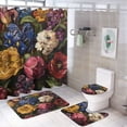 thumbnail image 1 of Shower Curtain Sets 4 Piece Roses Tulips Peonies Violets And Lilies Non-Slip Rugs And Toilet Mat Lid Rug Accessories Colorful Bright Spring Natural Bathroom Decor Set with Accessories, 1 of 8