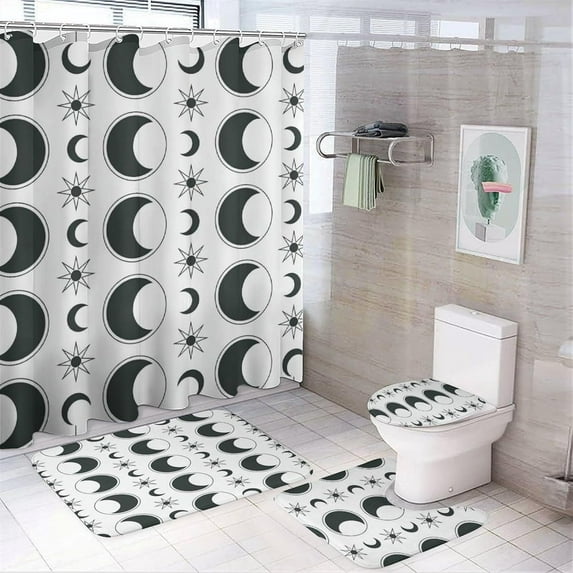 Shower Curtain Sets Aesthetic, Beige Floral Leaf Pattern Printed on Bathroom Rug and Shower Curtain Sets, Suitable for Small Bathroom Gym Guest Bath, 72 x 72 inches