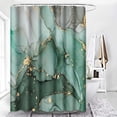 thumbnail image 1 of Shower Curtain Sets Bathroom With 12 Hooks, Green Gold Marble Teal Aqua, Bath Decor Turquoise Abstract Ocean Waves Swirls Waterproof Polyester Bathing Curtain 54"W x 72"L, 1 of 6