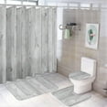 thumbnail image 1 of Shower Curtain Sets for Bathroom Sets, Wood and Fallen Leaves Pattern Printed on Shower Curtain Set with Rugs and Accessories, Suitable for Small Bathroom Gym Guest Bath, 72 x 72 inches, 1 of 8