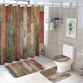 thumbnail image 1 of Shower Curtain Sets for Bathroom Sets, Wood and Fallen Leaves Pattern Printed on Shower Curtain Set with Rugs and Accessories, Suitable for Small Bathroom Gym Guest Bath, 72 x 72 inches, 1 of 8
