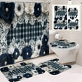 thumbnail image 1 of Shower Curtain Sets with Rugs 4 Piece Bathroom Decor Set with Non-Slip Rugs Toilet Lid Cover and Bath Mat, Home Bathroom Shower Curtain Set with 12 Hooks (Not 3D), 1 of 6
