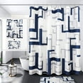 thumbnail image 1 of Shower Curtain Sets with Rugs for Bathroom,Navy Grey White Modern Bathroom Shower Curtains,Textured Fabric Waterproof Shower Curtain Liner with 12 Hooks,Machine Washable（72 x 72 inch）, 1 of 5