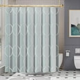 thumbnail image 1 of Shower Curtain Sets, Washable Cloth Geometric Green-Grey Stripped Fabric Shower Curtain with 12 Metal Hooks, Luxury Home Farmhouse Polyester Bathroom Decor Shower Curtains, 72x72 Inches, 1 of 6