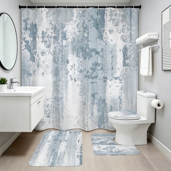 Shower Curtain Sets with Rugs,Modern Abstract Bathroom Sets, Waterproof Bathroom Curtain Decor with Hooks, 72x72inch