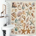 thumbnail image 1 of Shower Curtain Shells Starfish Marine Pattern Bath Curtain Polyester Fabric Bathroom Ration With Hooks, 1 of 4