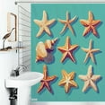 thumbnail image 1 of Shower Curtain Shells Starfish Marine Pattern Bath Curtain Polyester Fabric Bathroom Ration With Hooks, 1 of 4