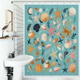 thumbnail image 1 of Shower Curtain Shells Starfish Marine Pattern Polyester Waterproof Home Ration Curtain With Hook, 1 of 4
