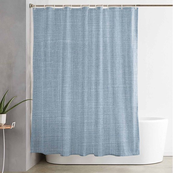 Shower Curtain Sky Blue Solid Color Waterproof Shower Curtain Set with Hooks for Bathroom Showers,Stalls and Bathtubs,54x78InRetro Linen Minimalist Style