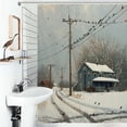 thumbnail image 1 of Shower Curtain Snowy Lane Country House Bathroom Waterproof Polyester Home Ration Curtain With Hook, 1 of 4