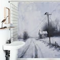 thumbnail image 1 of Shower Curtain Snowy Lane Country House Polyester Waterproof Home Ration Curtain With Hook, 1 of 4