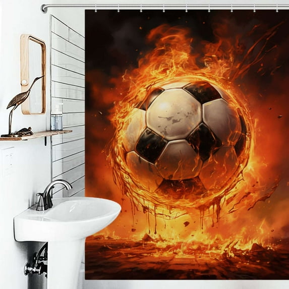 Shower Curtain Soccer Ball Watercolor Bathroom Waterproof Polyester Home Ration Curtain With Hook