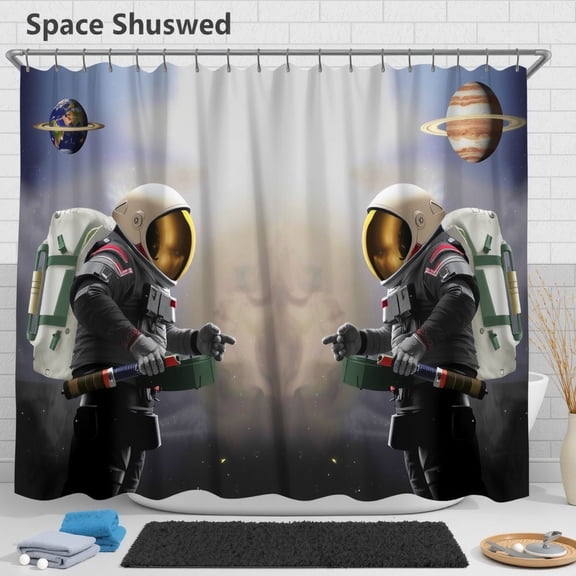 Shower Curtain - Space-Themed Bathroom Decor with Starry Sky