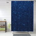 thumbnail image 1 of Shower Curtain, Sparkling Blue Glitter Waterproof Fabric Plastic Shower Curtain, Drying Fast Bathroom Curtain with 9 Buttonholes, Ruffle Shower Curtain 60x72in, 1 of 8