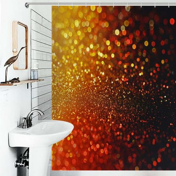 Shower Curtain Sparkling Glitter Bath Curtain Polyester Fabric Bathroom Ration With Hooks